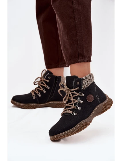 Ocieplane Botki Trapery Damskie Czarne Zenaya Ocieplane Botki Trapery Damskie Czarne Zenaya