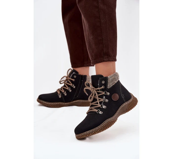 Ocieplane Botki Trapery Damskie Czarne Zenaya Ocieplane Botki Trapery Damskie Czarne Zenaya