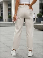 Dámske džínsy s vysokým pásom a opaskom béžovej farby FashionStreet UY2918