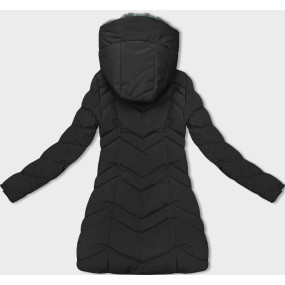 Čierna dámska zimná bunda s kožušinovou podšívkou (LHD-23023)