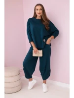 Bavlnená mikina nohavice set navy