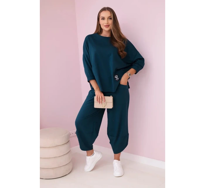 Bavlnená mikina nohavice set navy