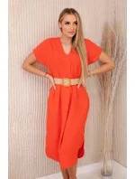 Šaty s ozdobným páskem tmavě oranžová Šaty s ozdobným páskem tmavě oranžová