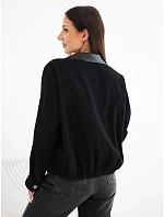 Dámská manšestrová bunda s kapsami a model 22347734 černá - K-Fashion