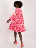 Dámske voľné šaty D73771Z30425A Koralová s bielou - Sublevel