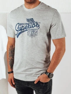 šedé pánské tričko s potiskem model 21973573 - Dstreet