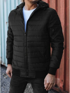 Pánská přechodná prošívaná bunda s kapucí černá Dstreet model 21980989 - FashionStreet