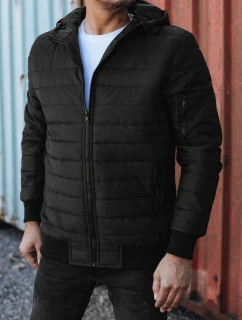 Pánska prechodná prešívaná bunda s kapucňou čierna FashionStreet TX4937