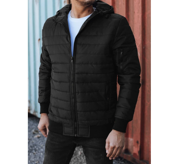 Pánská přechodná prošívaná bunda s kapucí černá Dstreet model 21980989 - FashionStreet Pánská přechodná prošívaná bunda s kapucí černá Dstreet model 21980989 - FashionStreet