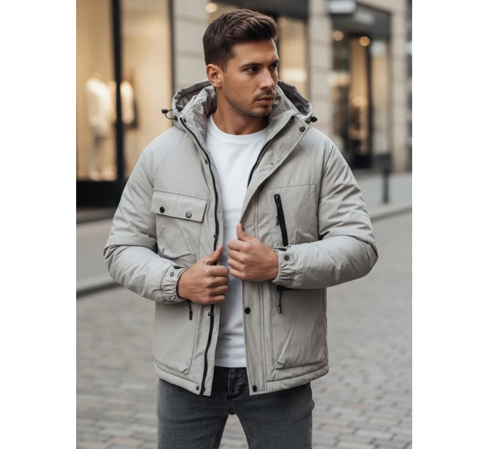 Pánská zimní bunda s kapucí šedá Dstreet model 21994698 - FashionStreet