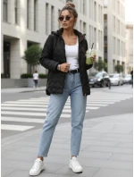 Dámska prechodná prešívaná bunda s odnímateľnou kapucňou čierna TY5625