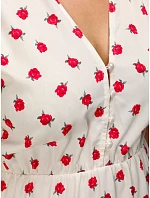 Dámske midi šaty s kvetinovým vzorom biele FashionStreet EY2656 Dámske midi šaty s kvetinovým vzorom biele FashionStreet EY2656