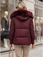 Dámska zimná prešívaná bunda s kapucňou, bordová, FashionStreet TY6003 Dámska zimná prešívaná bunda s kapucňou, bordová, FashionStreet TY6003