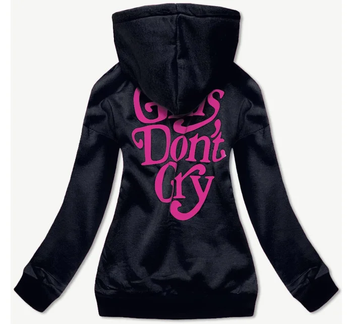 Krátká tmavě modrá dámská mikina model 16317036 - J.STYLE Krátká tmavě modrá dámská mikina model 16317036 - J.STYLE