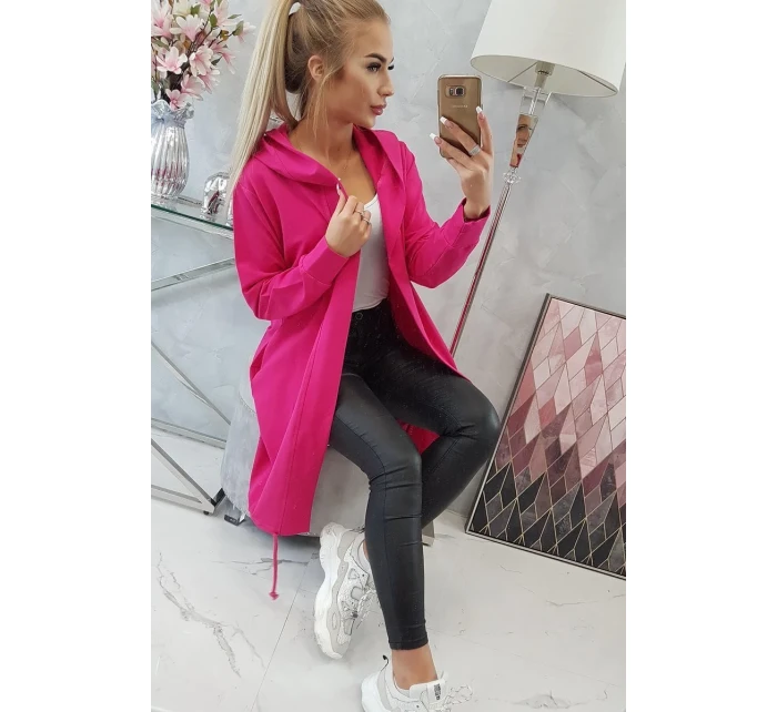 Fuchsiová bunda s potiskem nadměrné velikosti Fuchsiová bunda s potiskem nadměrné velikosti