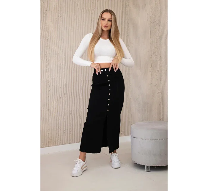 Dlouhá sukně s knoflíky černý Dlouhá sukně s knoflíky černý