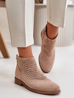 Dámské boty na plochém podpatku béžové model 21668083 - S.Barski
