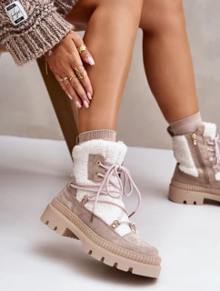 Botki Z Futerkiem Typu Baranek Beżowe Merilana