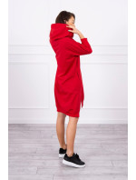 Šaty s kapucňou a dlhším zadným dielom červené