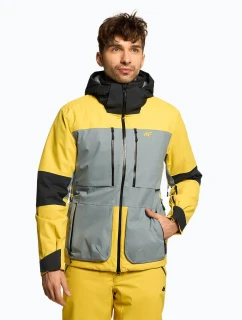 Pánska lyžiarska bunda H4Z22 žlto-čierna - 4F
