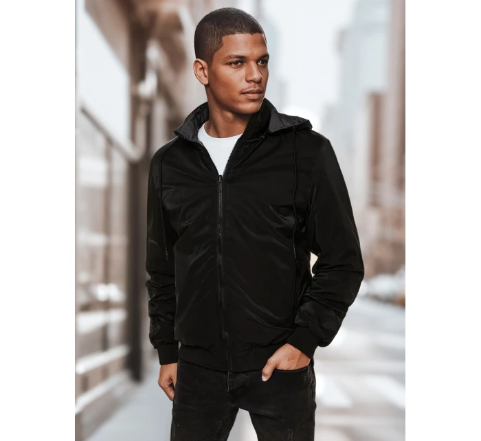Pánska obojstranná bunda s kapucňou čierna FashionStreet TX4951