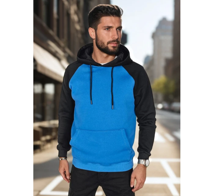 Pánska základná mikina s kapucňou modrá FashionStreet BX5893