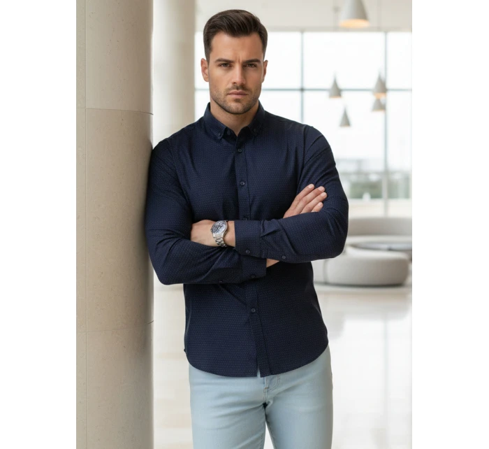 Koszula męska slim fit  granatowa model 22004889 - FashionStreet