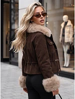Dámská zimní bunda s kožešinou, čokoládová, FashionStreet TY5705