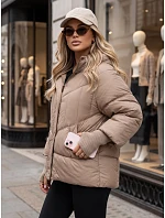 Pikowana kurtka damska zimowa z futerkiem beżowa FashionStreet TY5740 Pikowana kurtka damska zimowa z futerkiem beżowa FashionStreet TY5740