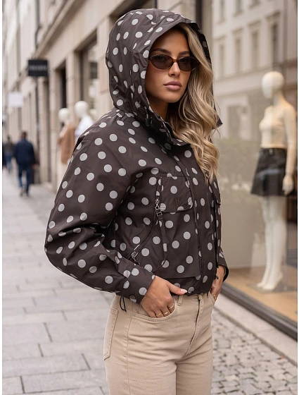 Kurtka damska przejściowa w z kapturem brązowa model 22365093 - FashionStreet Kurtka damska przejściowa w z kapturem brązowa model 22365093 - FashionStreet