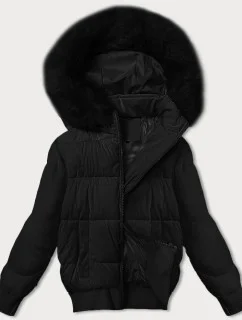 Černá krátká dámská zimní bunda se stahovacími lemy model 21248157 - S'WEST