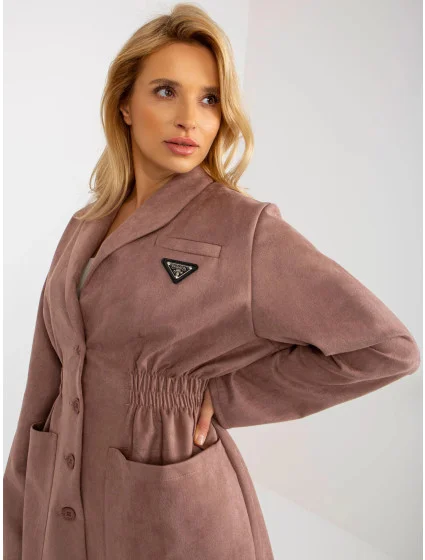 Tenký dámský kabát sako ve špinavě růžové barvě model 20840807 - Factory Price