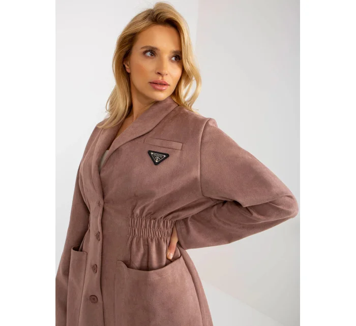 Tenký dámský kabát sako ve špinavě růžové barvě model 20840807 - Factory Price