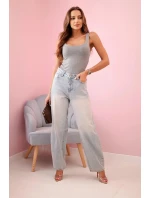 Dámská halenka na ramínka s výstřihem šedý