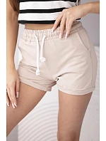 Dámske bavlnené šortky s elastickým pásom tmavo béžové