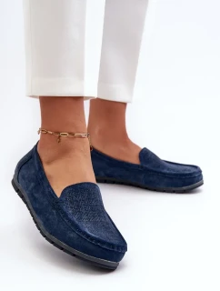 Dámske semišové mokasíny, tmavomodré, S.Barski