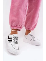 Dámske tenisky na platforme - bielo-čierne Ofenale