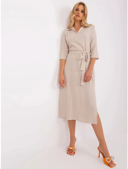 Dámské šaty SK světle béžové model 20562088 - Lakerta Dámské šaty SK světle béžové model 20562088 - Lakerta