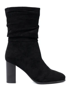 Luxusní dámské  kotníčkové boty černé na širokém podpatku
