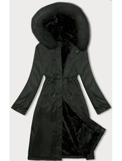 Dámska zimná bunda parka v army farbe s kožušinou S'West (R558-11) Dámska zimná bunda parka v army farbe s kožušinou S'West (R558-11)