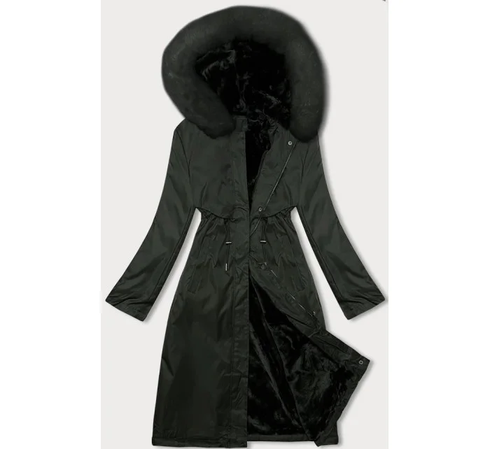 Dámska zimná bunda parka v army farbe s kožušinou S'West (R558-11) Dámska zimná bunda parka v army farbe s kožušinou S'West (R558-11)