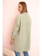 Bavlnená mušelínová oversize košeľa svetlej khaki farby Bavlnená mušelínová oversize košeľa svetlej khaki farby