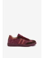 Zazoo N1068 Zamszowe Niskie Sneakersy Damskie Bordowe