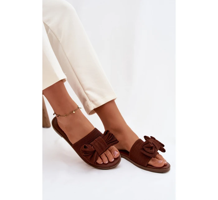 Dámské ploché sandály s mašlí Hnědé Amivelle