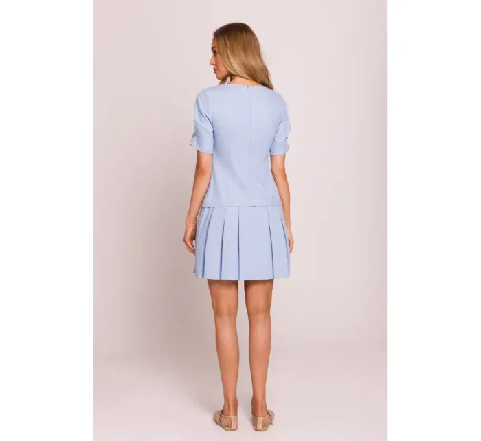 M842 Džínsové šaty so záhybmi - svetlomodré M842 Džínsové šaty so záhybmi - svetlomodré