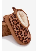 Detské a juniorské zateplené snežnice s kožušinou Mireya - panter/bronzová