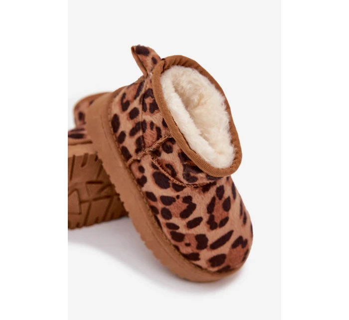 Detské a juniorské zateplené snežnice s kožušinou Mireya - panter/bronzová