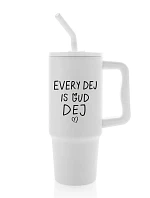 EVERY DEJ IS GUD DEJ - biely cestovný termohrnček 900 ml