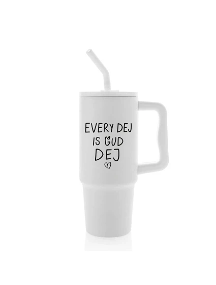 EVERY DEJ IS GUD DEJ - biely cestovný termohrnček 900 ml