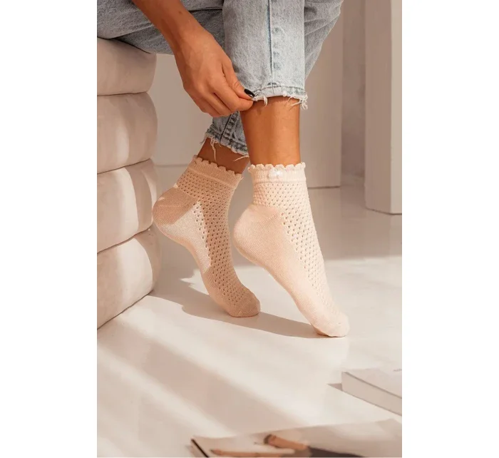 Dámske ažurové ponožky s mašľou 1115
